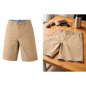Men's Khaki Chino Shorts Classic Flat Front Casual Summer Cotton